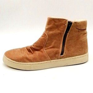 Billa Bong Womens Ankle Boot Tan Flat‎ Heel Side Zip Faux Fur Lined Cushioned 10